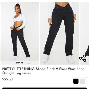 PLT Shape Black Waistband Straight Leg Jeans